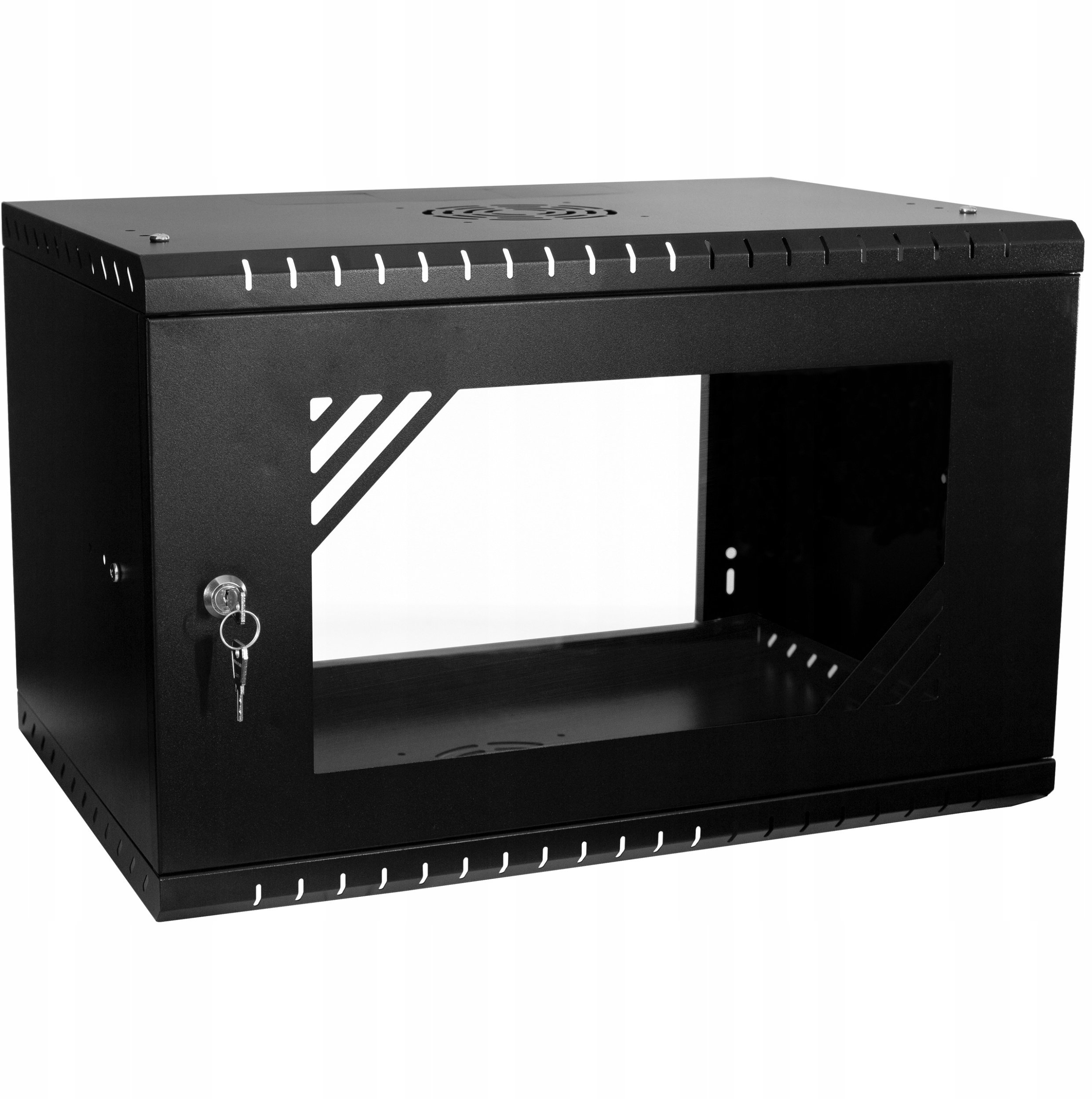 Szafa Lexi-NET LEXI-Net 19" szafka ścienna Basic 6U 520x350, szklane drzwi, bez tyłu, rozłożony, czarny