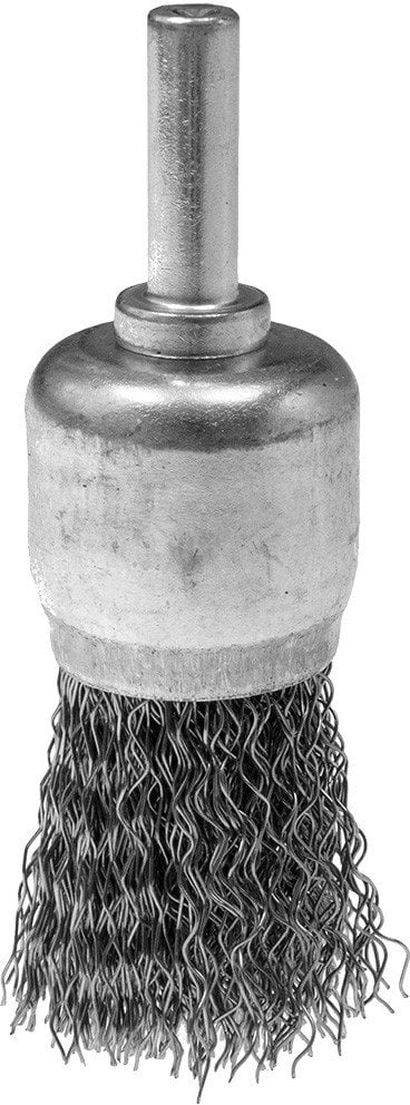 Szczotka druciana pędzelkowa 24 mm, drut karbowany, stalowy, z trzpieniem 6 mm