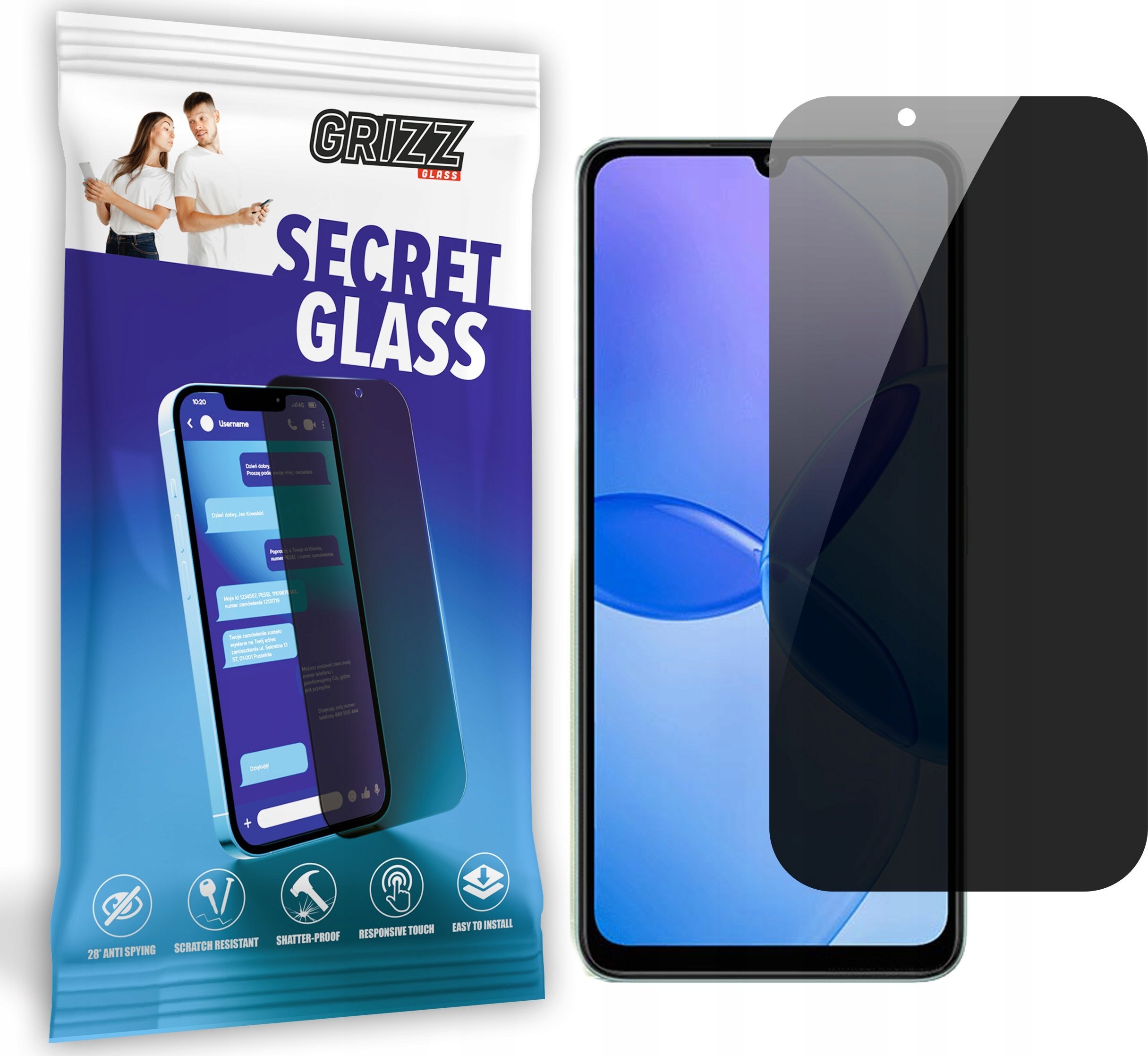 GrizzGlass Szkło prywatyzujące GrizzGlass SecretGlass do Xiaomi Redmi 13R