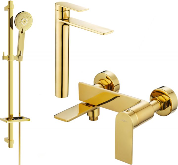 Mexen Mexen Zero DQ40 zestaw wannowy, złoty - 7113DQ40-50