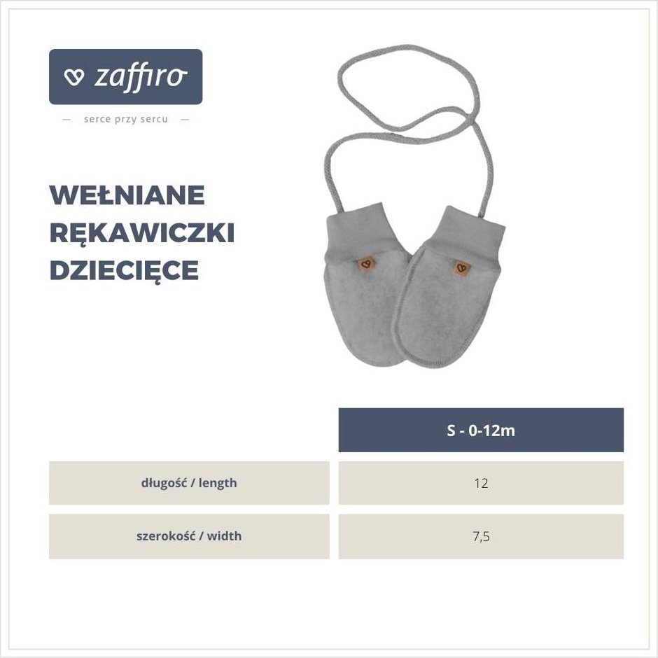 Zaffiro Zaffiro - Rękawiczki dziecięce Wełna premium 1-3 l Grey U