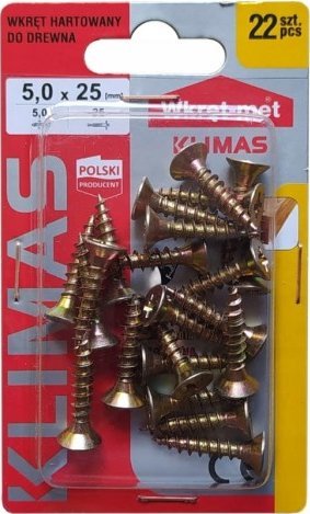 Wkręt-met Wkręty hartowane do drewna 5x25mm 22szt PZ2 złote