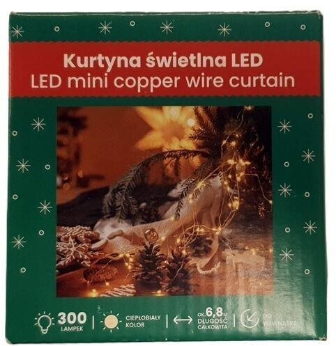 Kurtyna świetlna LED ciepłobiały 6,8m