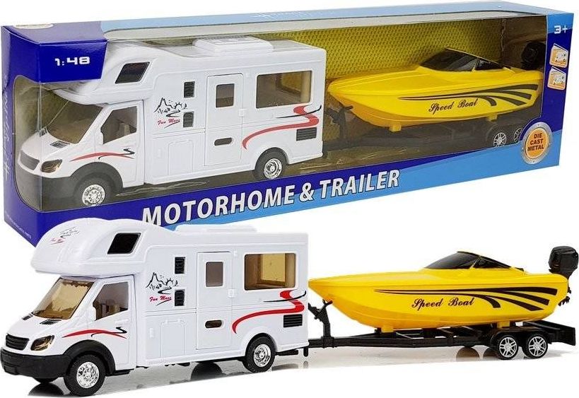 Lean Sport Camper z Żółtą Motorówką i Napędem Frykcyjnym 1:48 (7581)