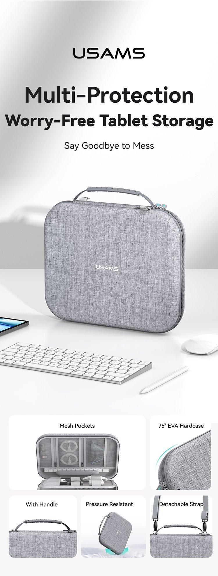 Etui ochronne USAMS JX Series na tablet 12.6" szary