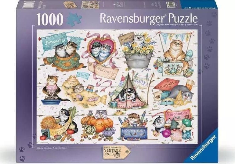 Ravensburger Puzzle Kalendarz Szalonych Kotów 1000 elementów
