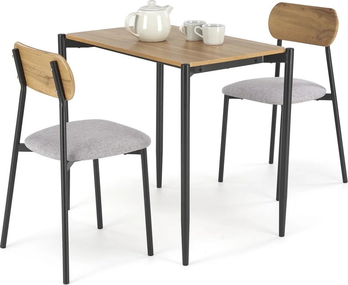 Halmar Zestaw NANDO stół + 2 krzesła dąb naturalny/czarny HALMAR