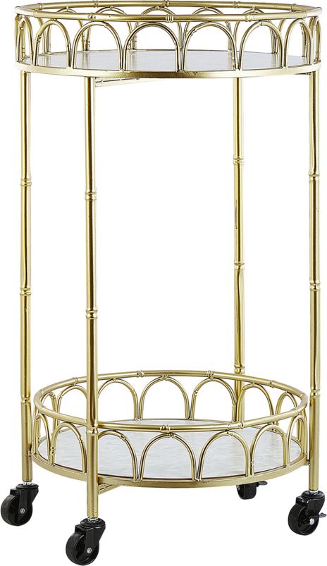 Beliani Wózek kuchenny złoty z efektem marmuru SHAFTER