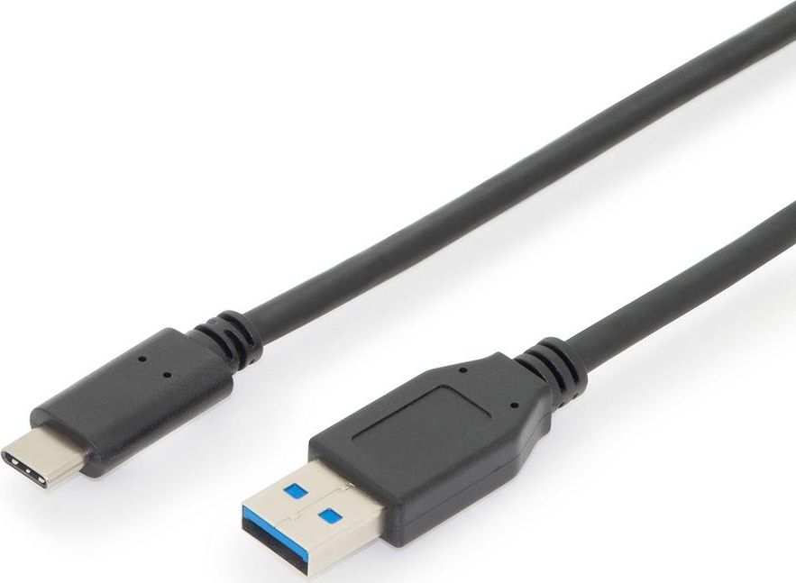 Kabel USB Digitus USB-A - USB-C 1 m Czarny (AK-300146-010-S)