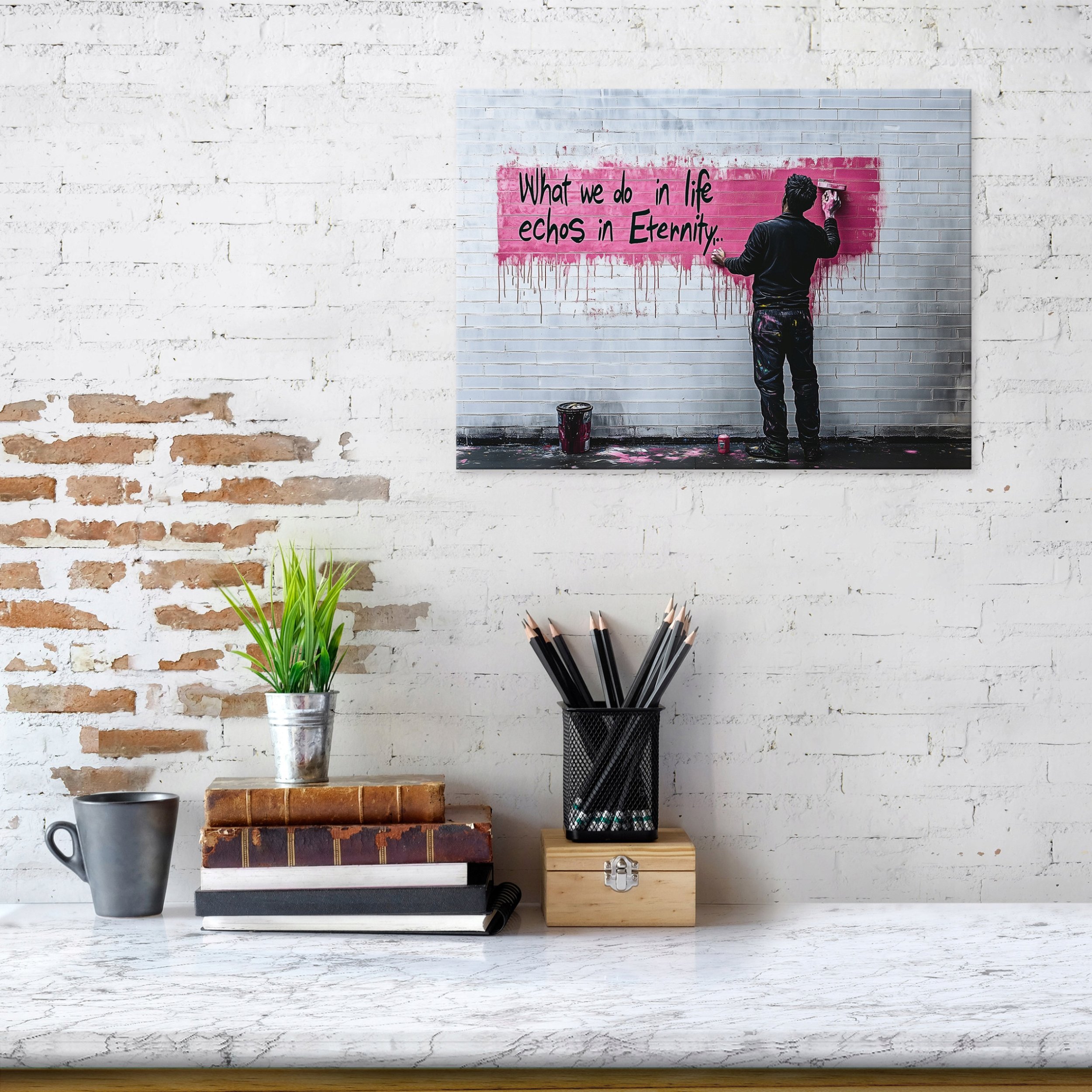 OBRAZ BANKSY ABSTRAKCJA SZARY DO SALONU SYPIALNI KUCHNI NA PŁÓTNIE 120x80