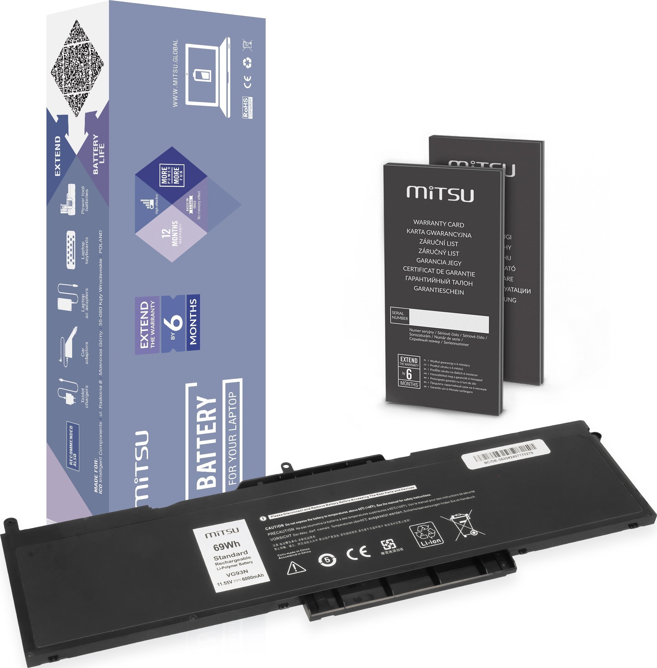 Bateria Mitsu Bateria Mitsu do Dell Latitude 15 (5580), Precision 3520, 3530