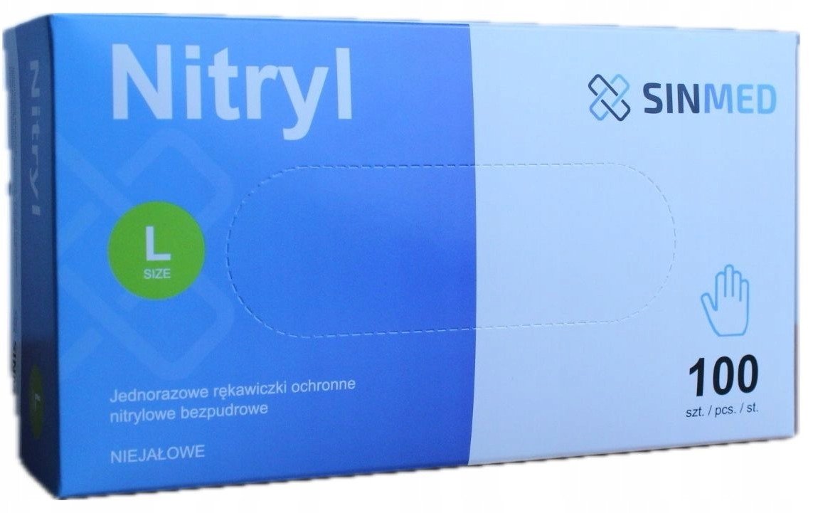 Rękawice diagnostyczne nitrylowe bezpudrowe S