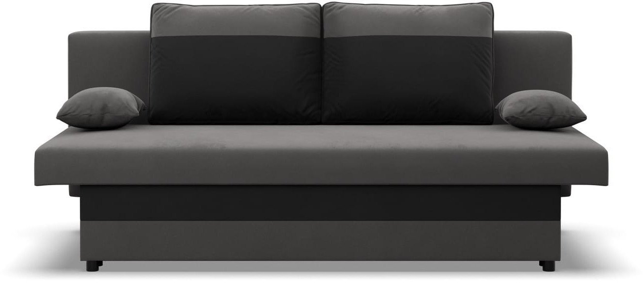 Kanapa, funkcja spania, Hugo, 191x91x92 cm, szary, czarny