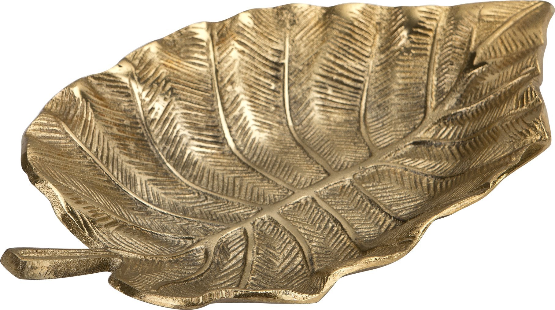 Dekor Pap Patera metalowa złoty liść 23cm