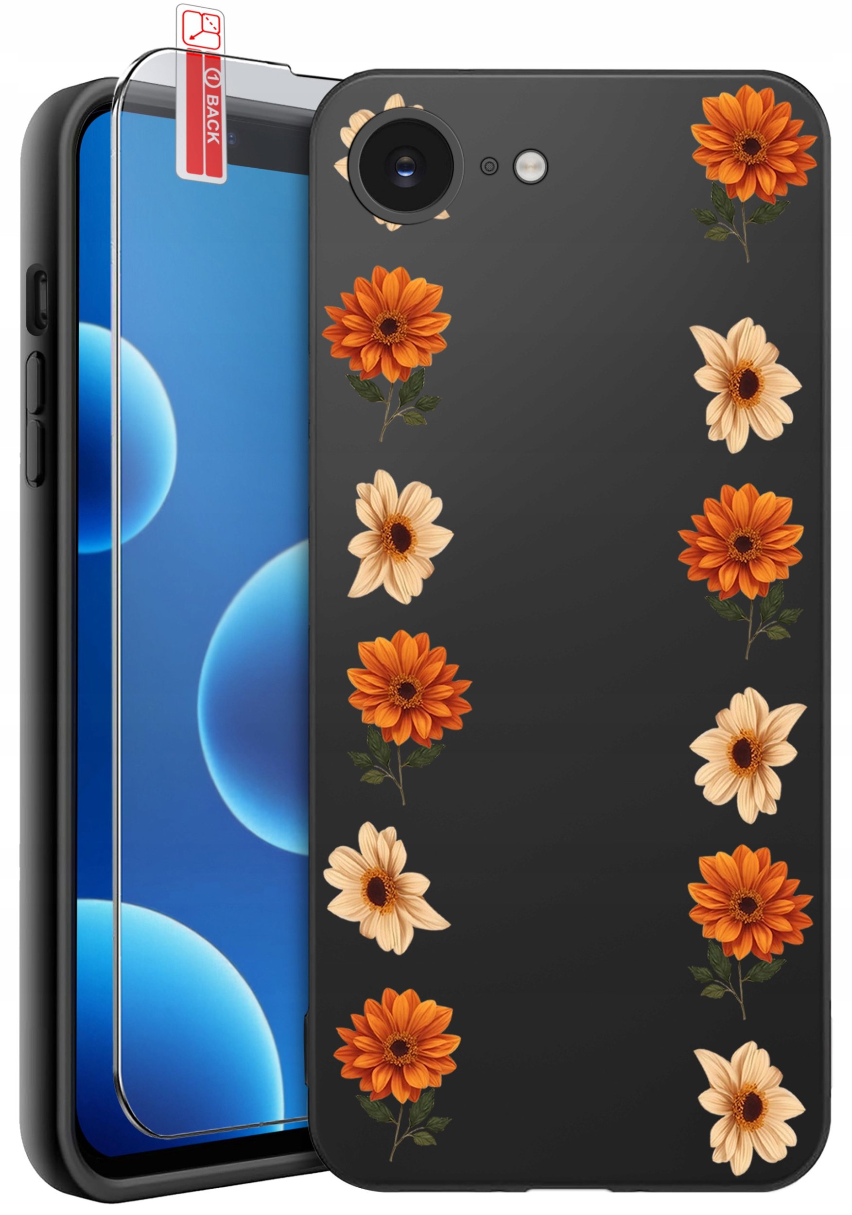 ETUI do iPhone 16e | WZORY | SILIKONOWE MATT CASE + SZKŁO 9H