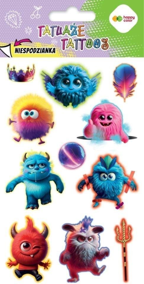 Tatuaże zmywalne Monsters HAPPY COLOR