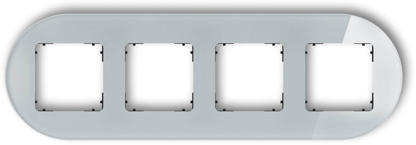 ICON Ramka uniwersalna poczwórna okrągła - efekt szkła (ramka: szara spód: czarny) 15-12-IRSO-4