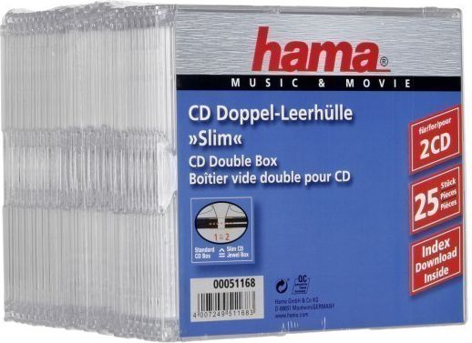 Hama Pudełka Na Płyty CD/DVD, 25 szt. Podwójne, Przezroczyste (51168)