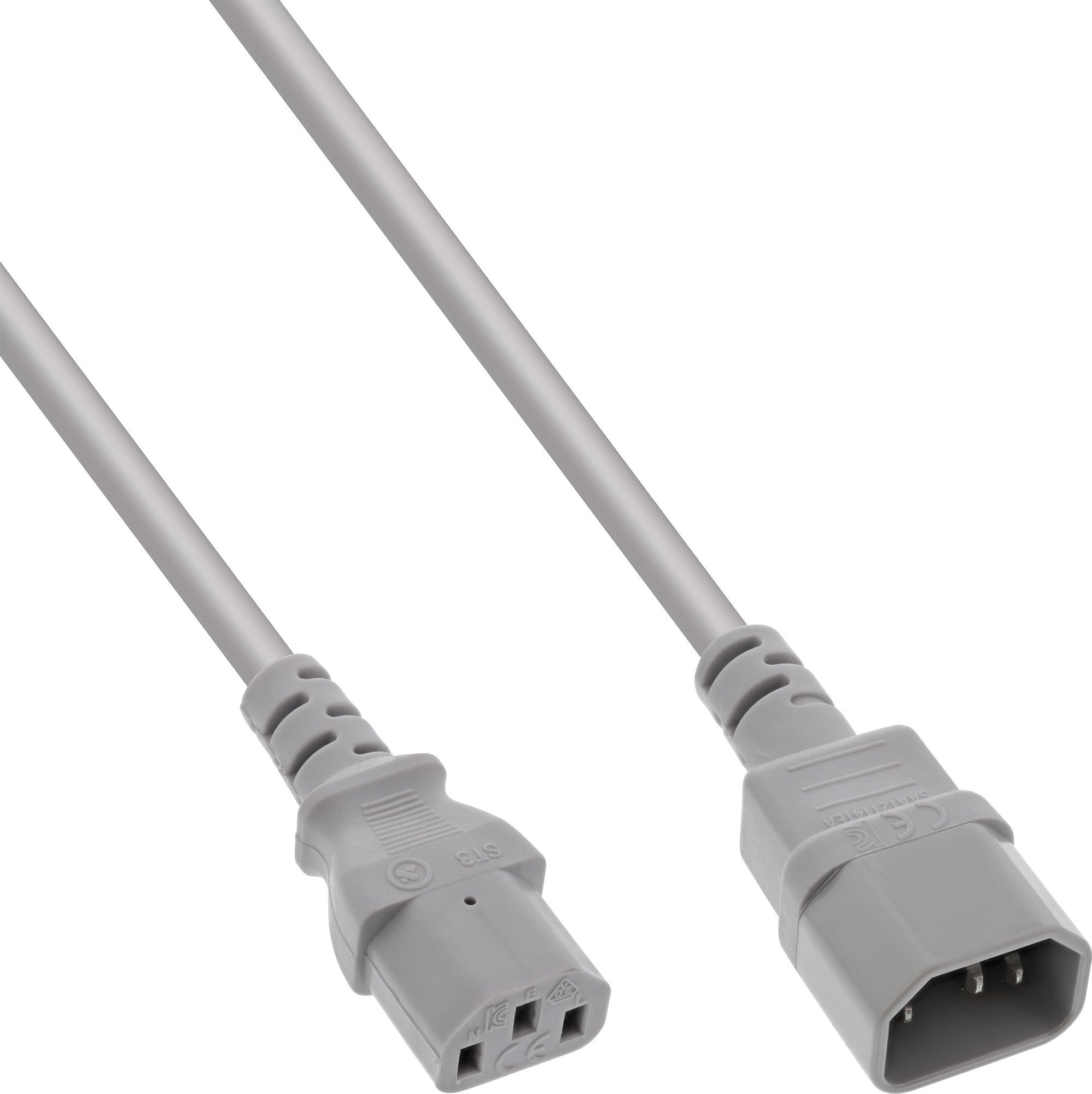Kabel zasilający InLine InLine® Power cable extension, C13 to C14, grey, 1m