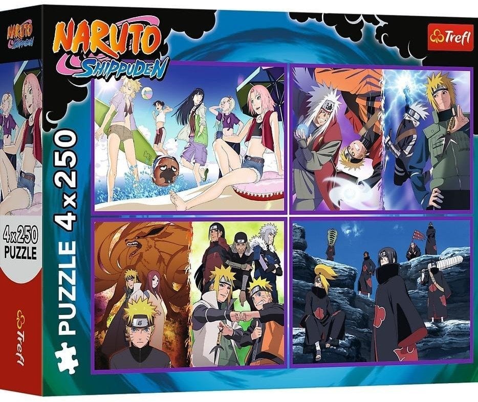 Trefl Puzzle Naruto Shippuden - Przygody Naruto Uzumaki 4x250 elementów (13339)