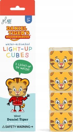 Glo Pals Glo Pals, Kostki sensoryczne świecące w wodzie - Daniel Tygrysek, 4 szt.