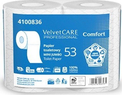 Velvet Papier toaletowy celulozowy VELVET Comfort, 2-warstwowy, 486 listków, 4szt., biały
