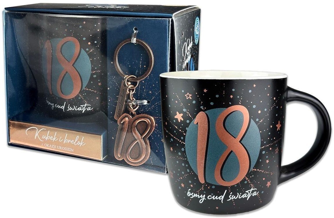 Kubek Denim z metalowym brelokiem - 18 urodziny