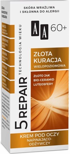 AA Krem pod oczy Technologia Wieku 5Repair 60+ Złota Kuracja napinająco-odżywczy 15ml