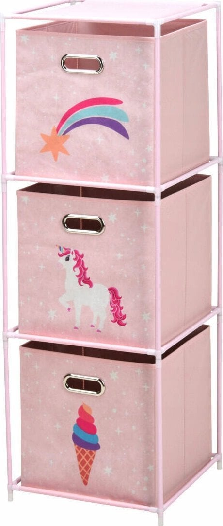 Storage Solutions Regał z tekstylnymi pojemnikami do pokoju dziecięcego