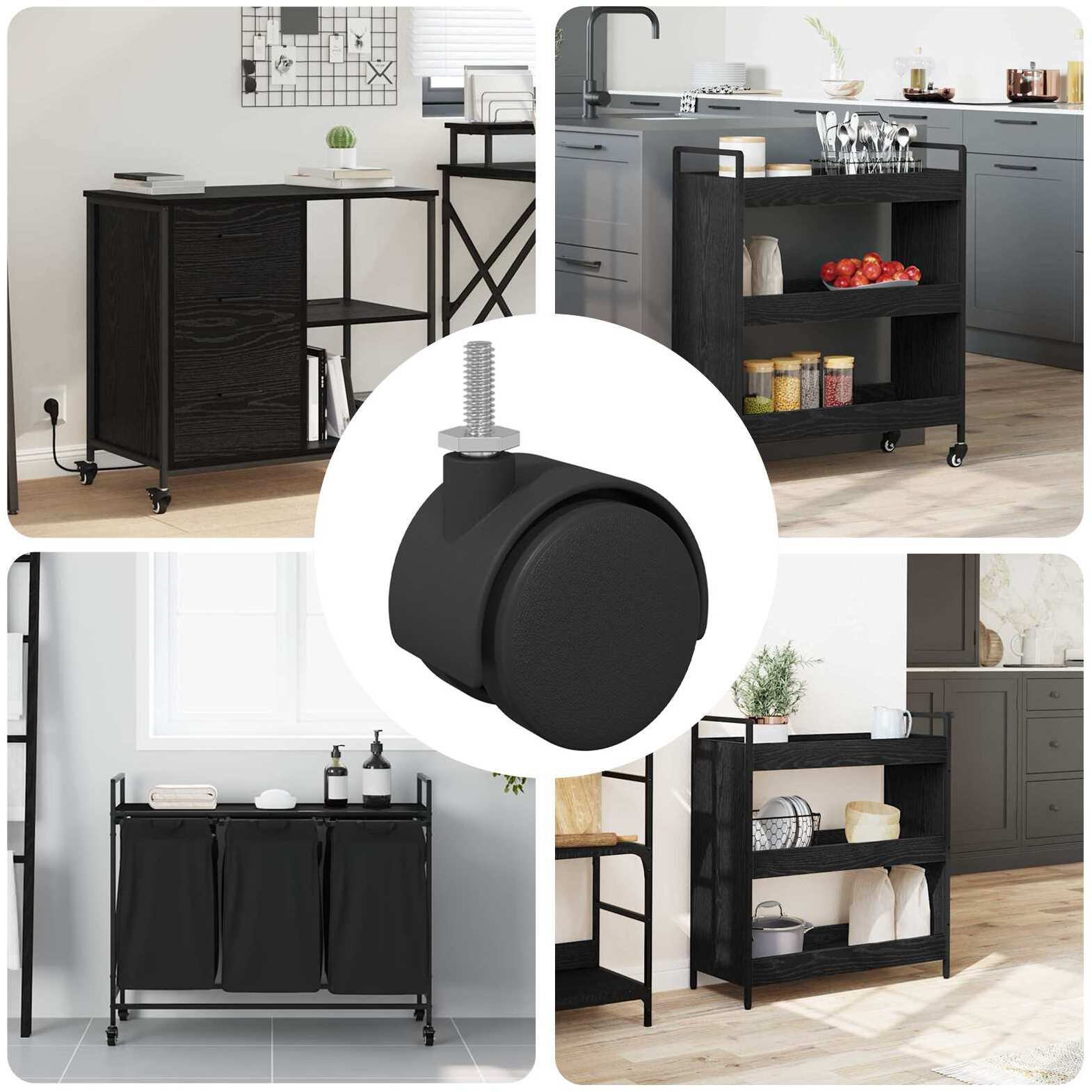 vidaXL Kółka 12 pcs Czarny 40,1 x 37,8 mm PP i żelazo