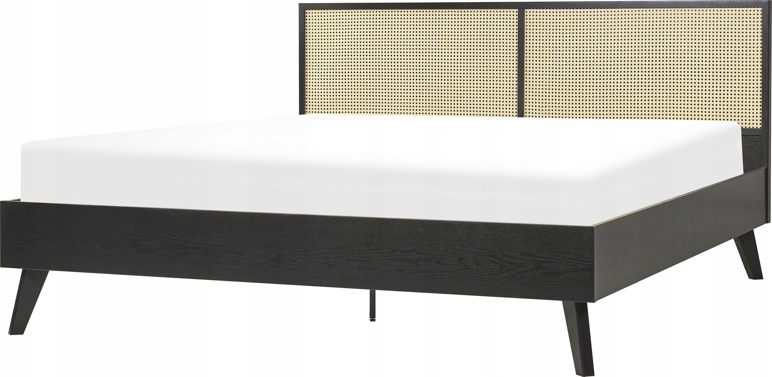 Beliani Łóżko rattanowe 180 x 200 cm czarne MONPAZIER