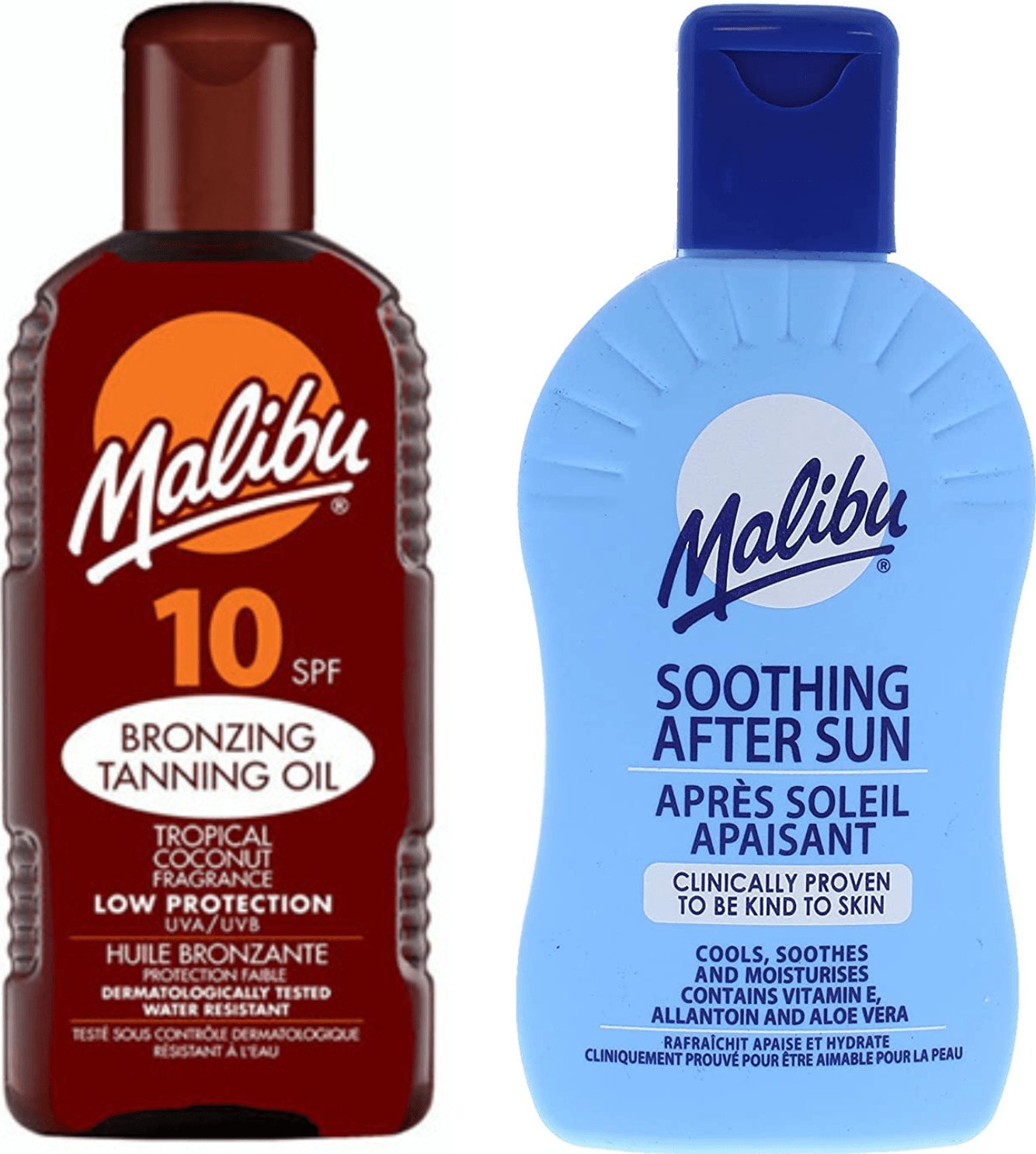 Malibu Malibu Olejek Do Opalania SPF10 200ml + Balsam Po Opalaniu 200ml