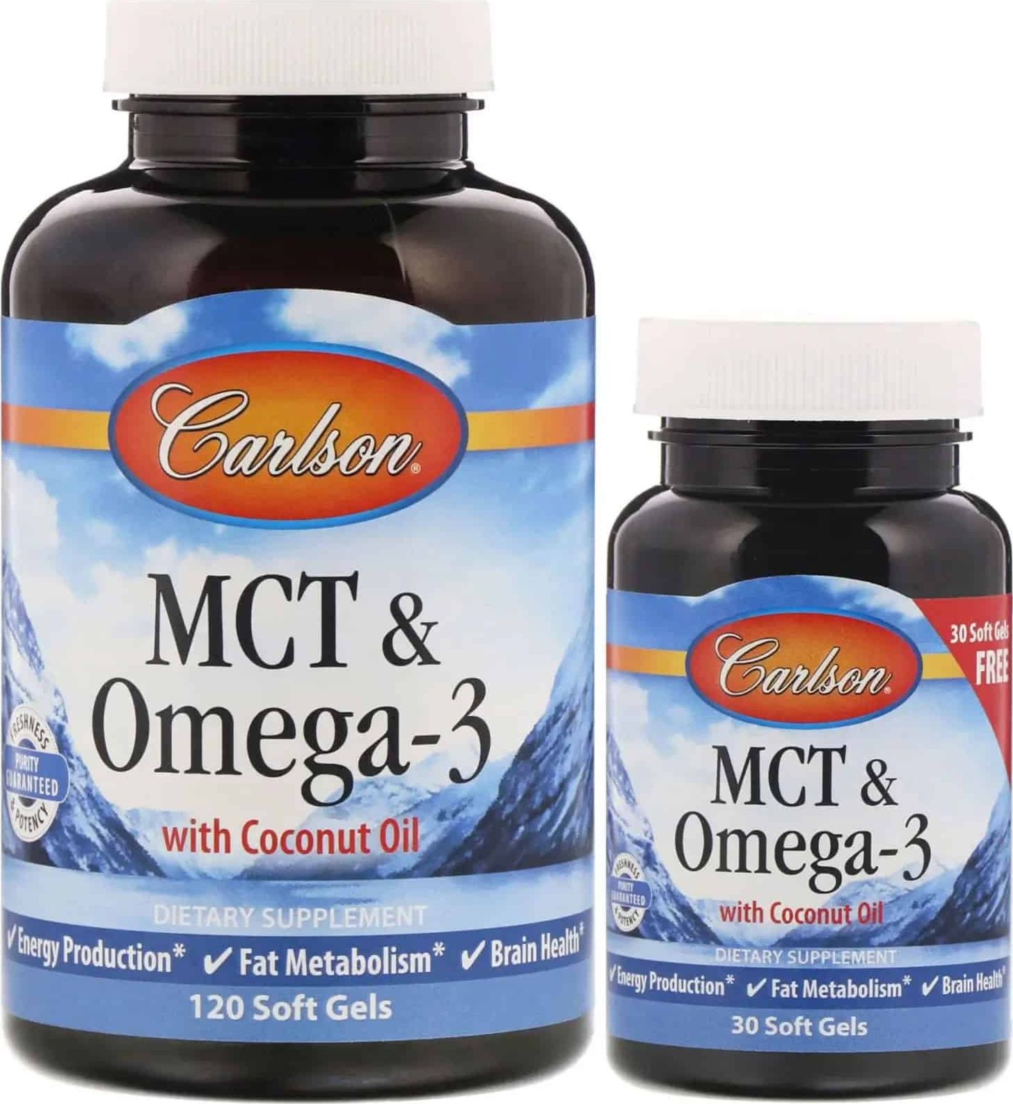 Carlson Labs Carlson Labs - MCT & Omega-3, 120 + 30 kapsułek miękkich