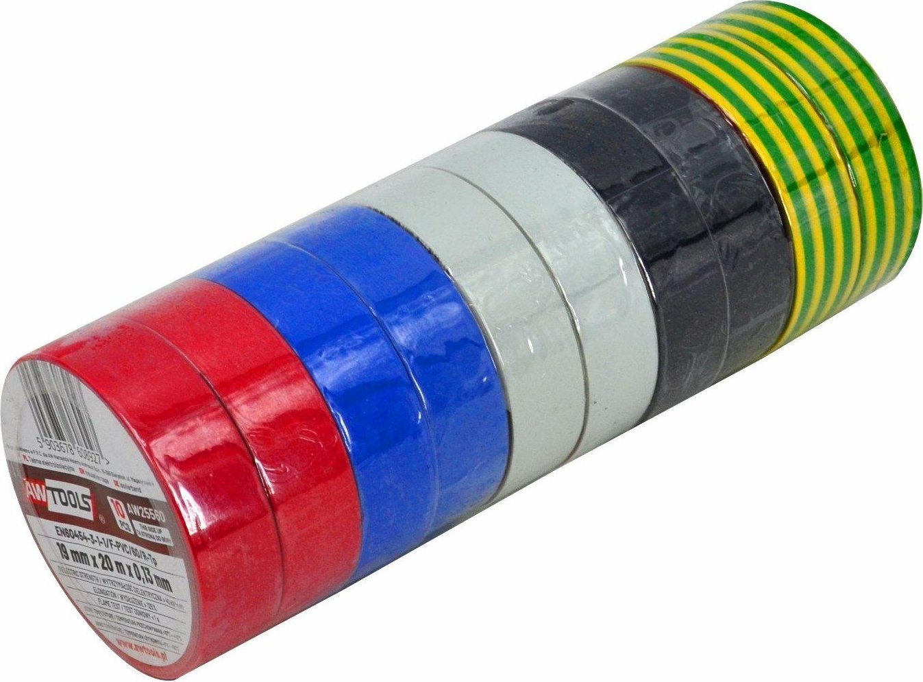 AWTools AWTOOLS TAŚMA IZOLACYJNA 19mm x 20m MIX /10szt.