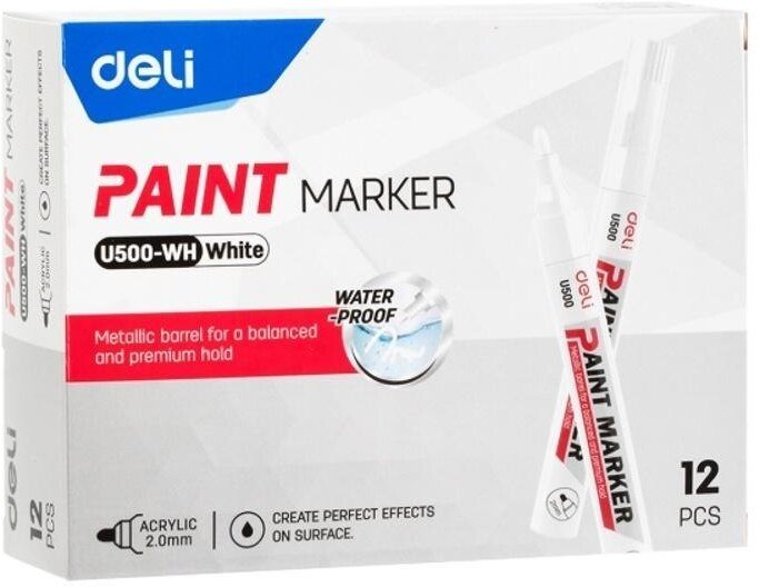 Deli Marker olejowy 2mm biały (12 sztuk)