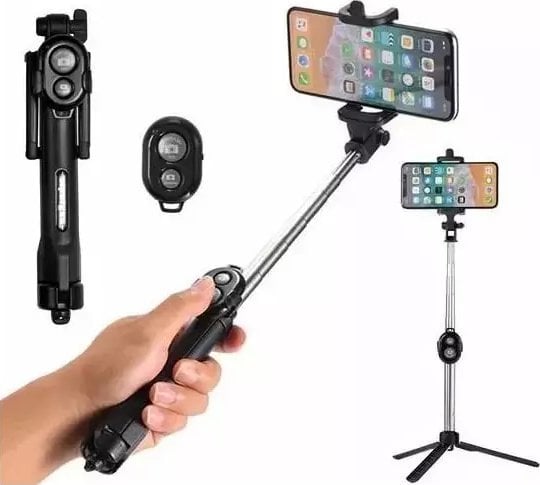 RoGer Selfie Stick + Tripod Stand with Bluetooth Remote Control
