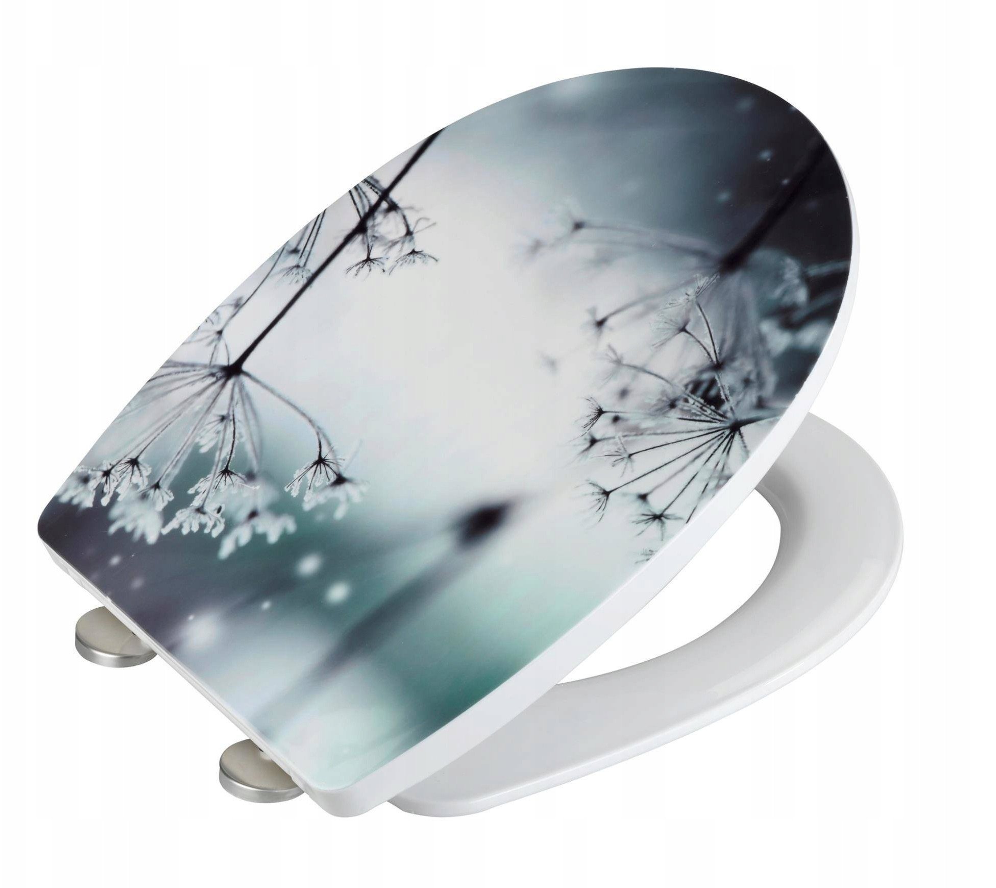 Deska sedesowa POLAR z cichym domykaniem, Thermoplast, wzór roślinny, WENKO