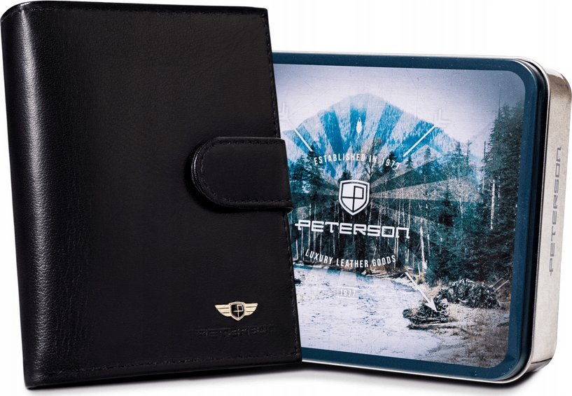 Peterson Duży, skórzany portfel męski zapinany na zatrzask Peterson NoSize
