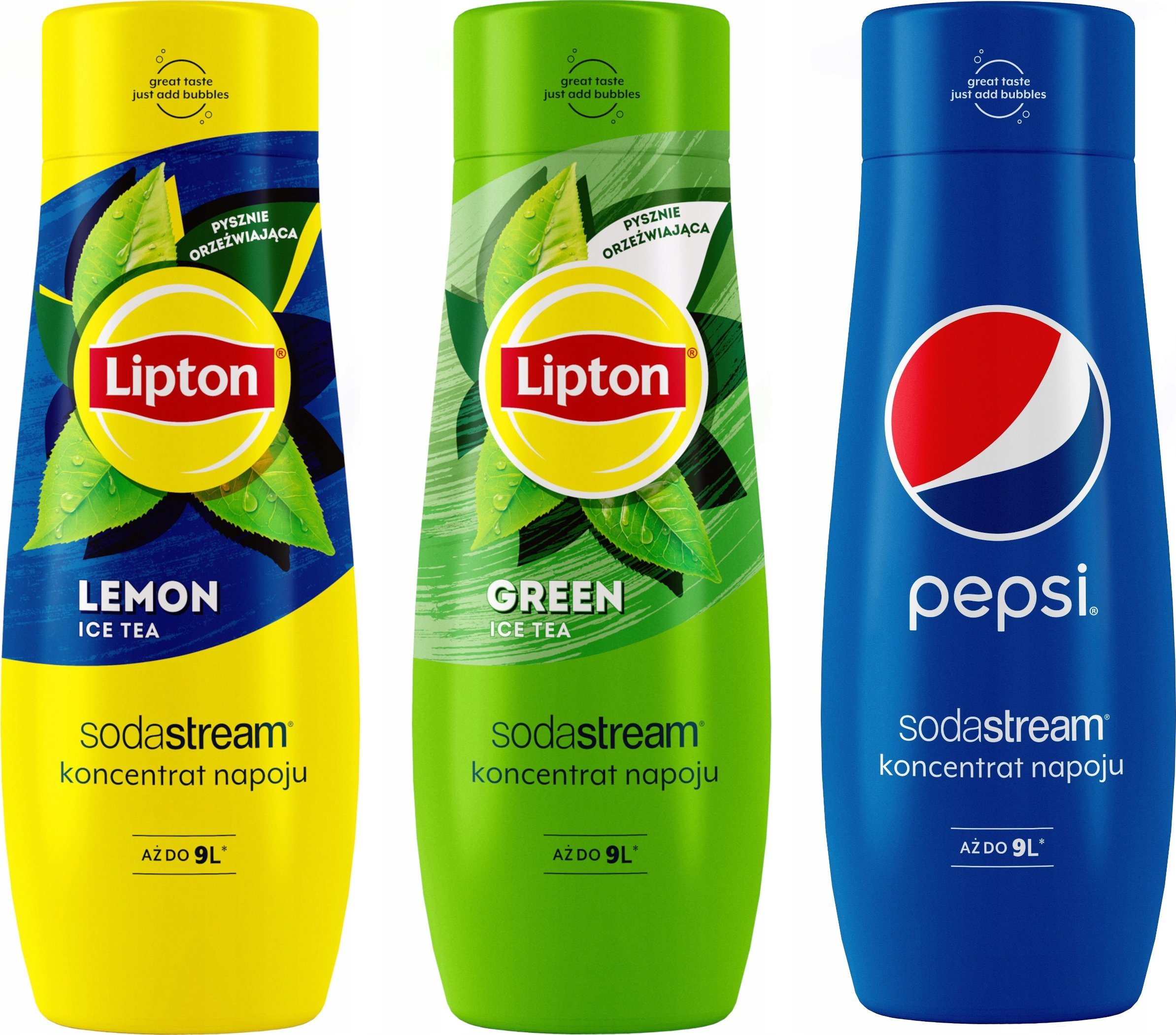 Zestaw 3 koncentratów SodaStream Lipton Lemon+Green+Pepsi