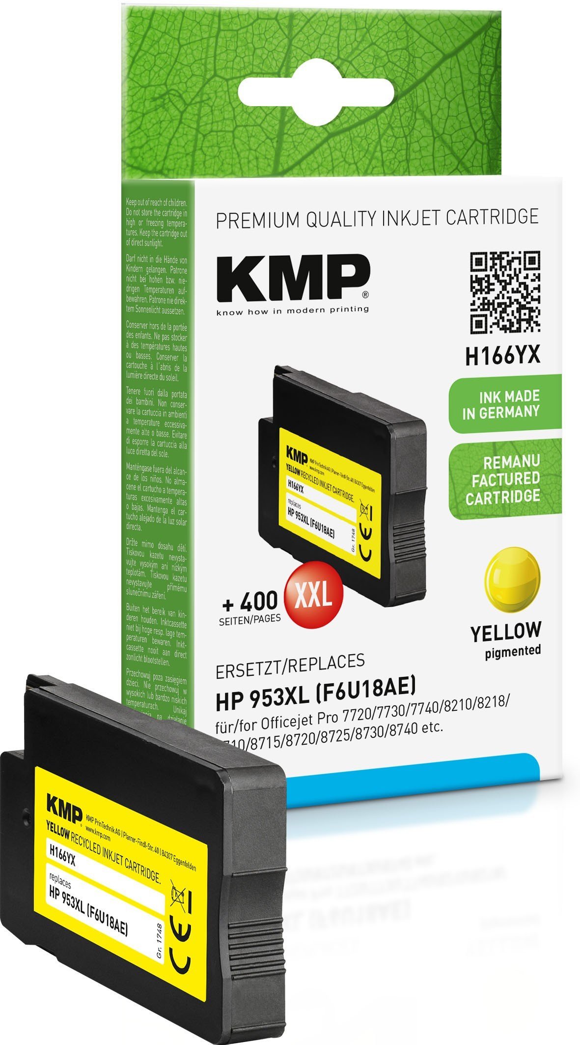 KMP 1748,4009, High (XL) Yield, Yellow, Pigment-based ink, 30 ml, 2000 pages