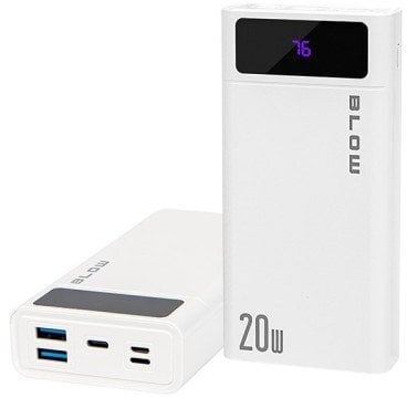 BLOW POWER BANK 20000MAH QC+PD 20W + LIGHTNING BIAŁY PB20E
