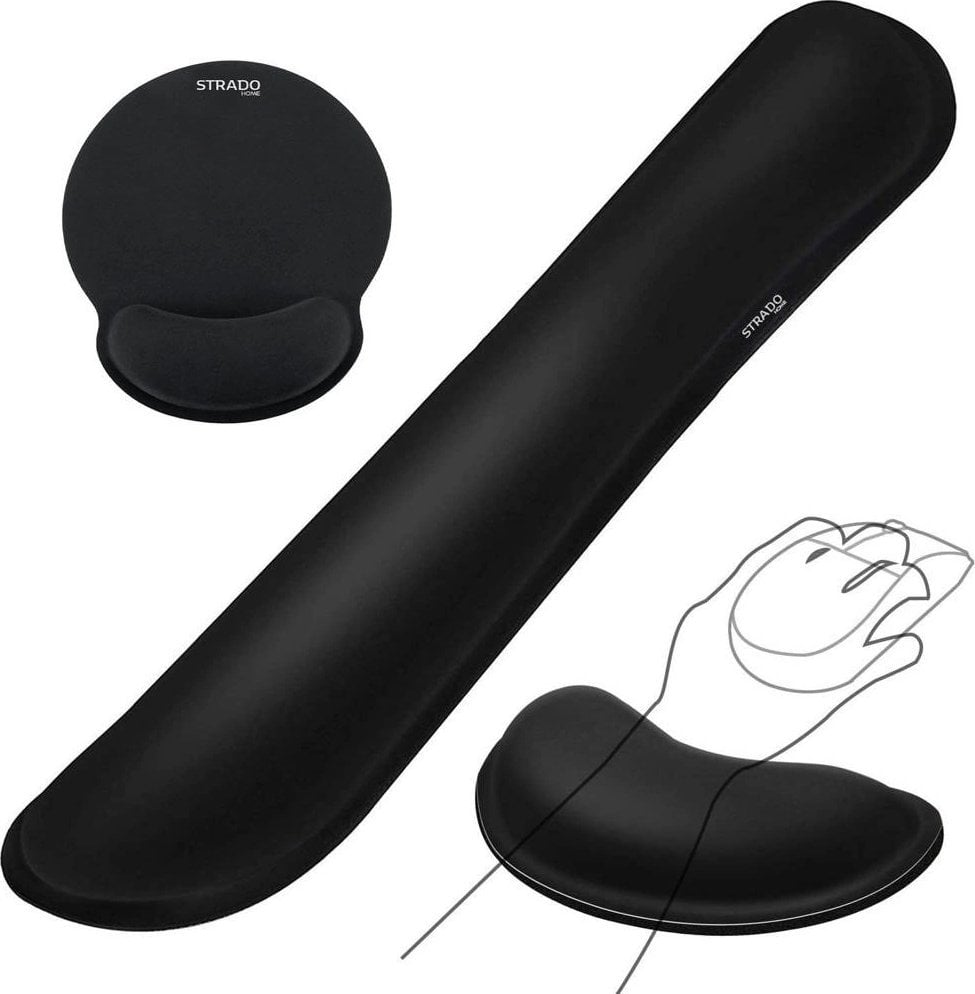 Strado Zestaw ergonomicznych żelowych podkładek - 3 sztuki (Czarny)