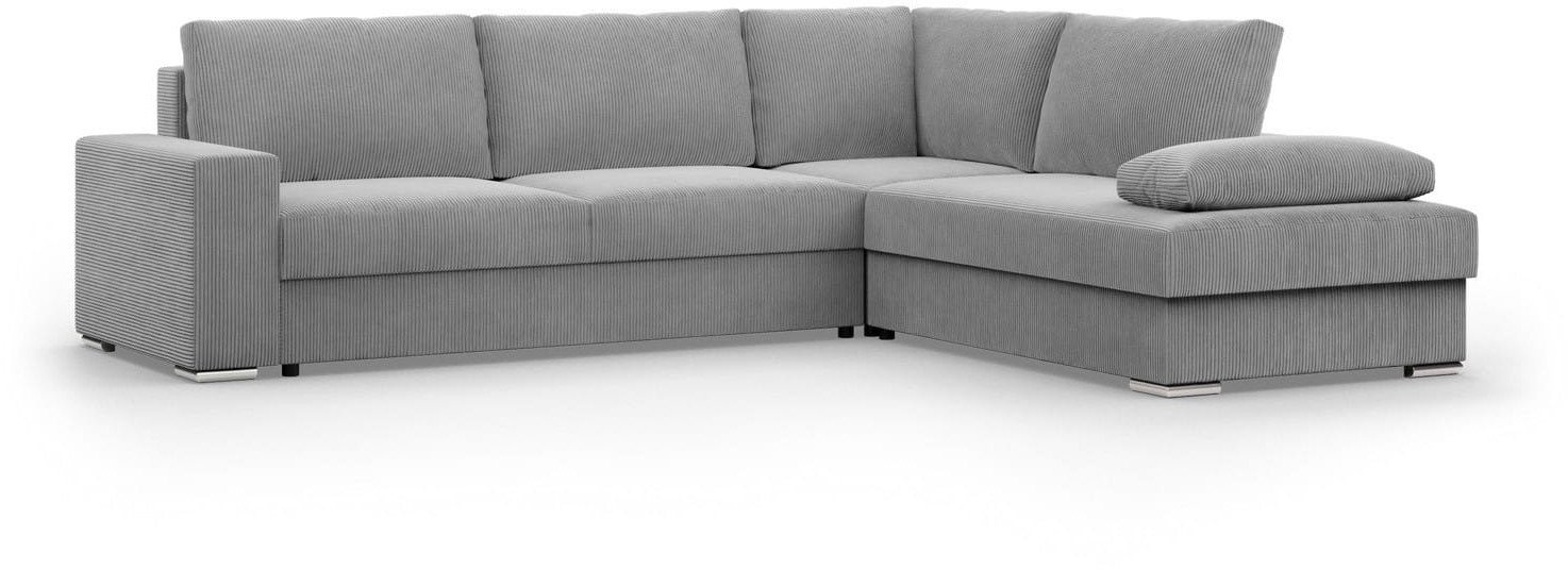 Duży narożnik, Momento, prawy, sztruks, 287x231x86 cm, jasny szary | TYLETEGOTU