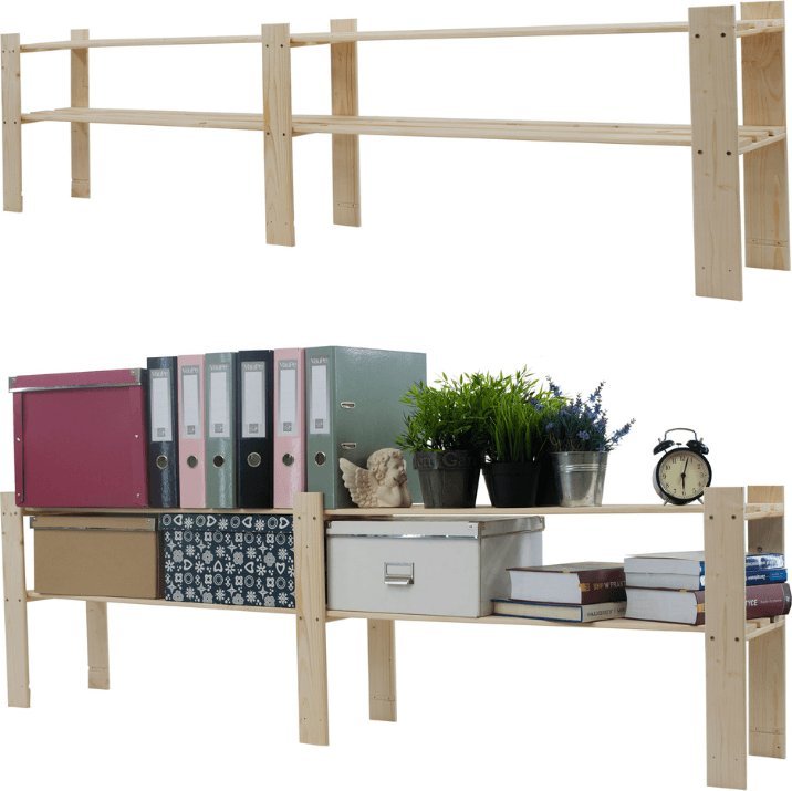 Wamar-Sosenka Regał na książki drewniany B04R 50x170x28 2 półki Naturalny