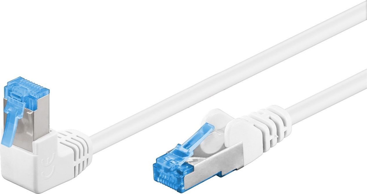 Goobay GOOBAY Patchcord S/FTP Kat. 6A Prosty / Kątowy 90 Biały 3m