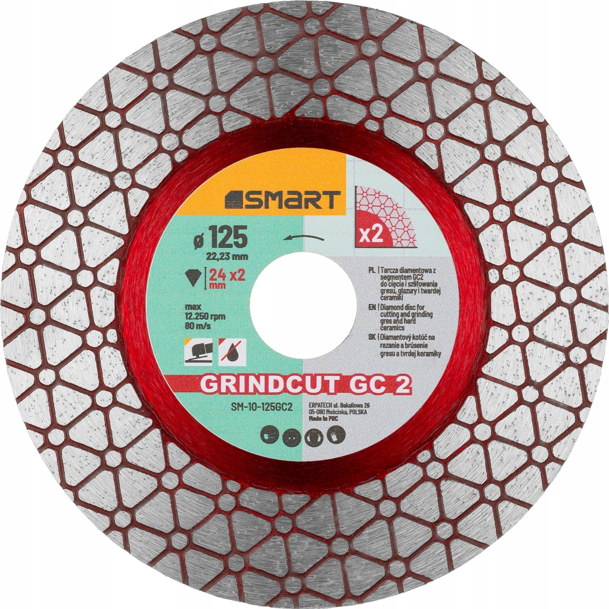 SMART365 Tarcza 2w1 do obróbki i szlifowania gresu i ceramiki (10-125GC2)