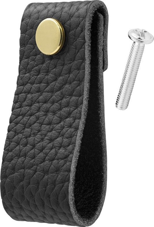 Szchara UCHWYT MEBLOWY DO MEBLI SZAFEK SZUFLAD SKÓRZANY CZARNY