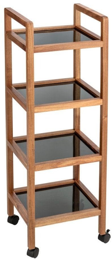 Mobilny regał z drewna akacji FONDI, 4 poziomy, wys. 101,5 cm