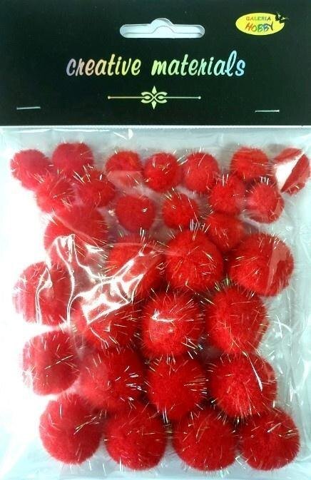 Shan Pompony glitter czerwony 15x25mm 30szt