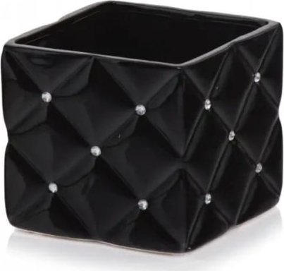 Polnix Osłonka ceramiczna czarna kwadratowa glamour 14 cm